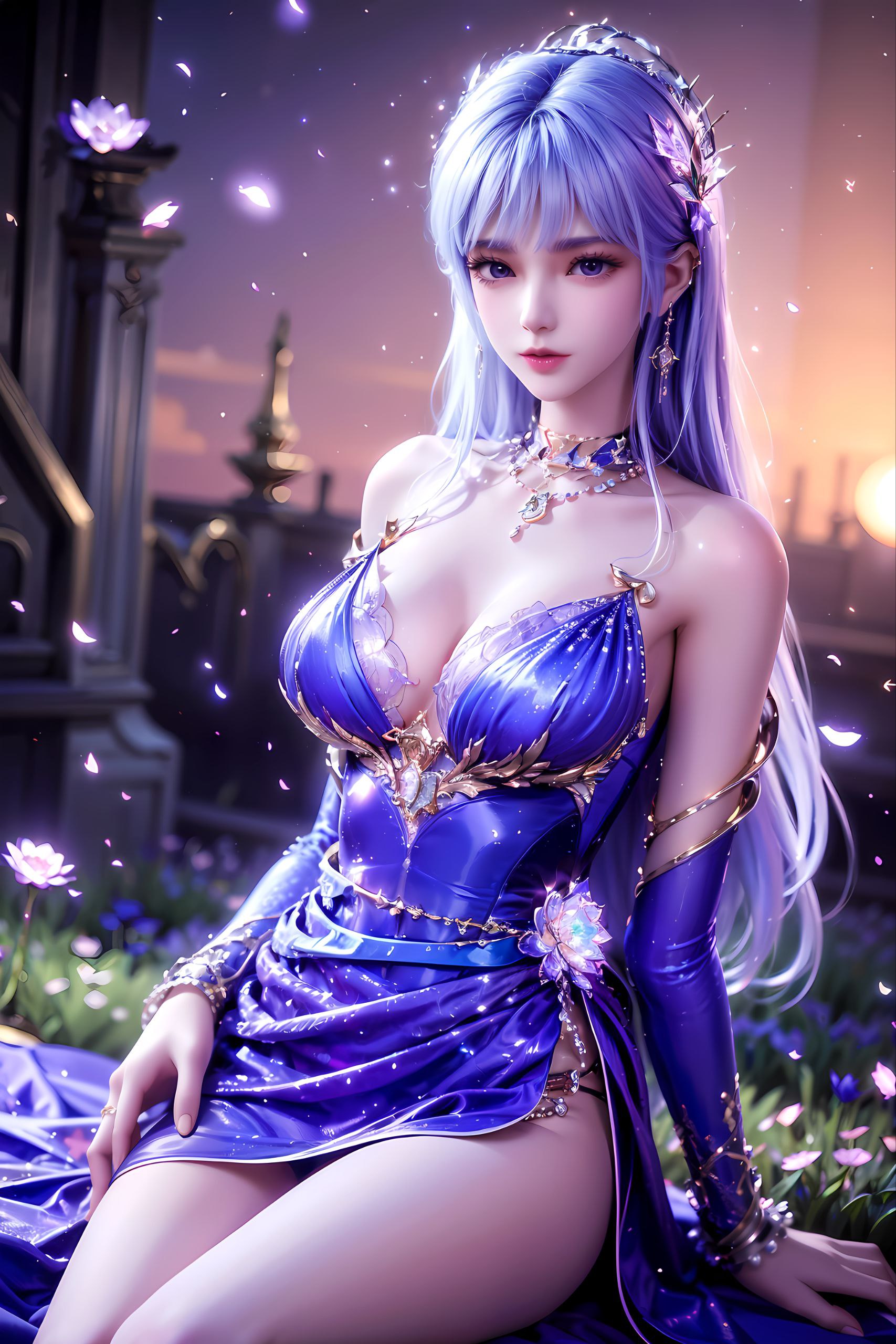 在花海中等